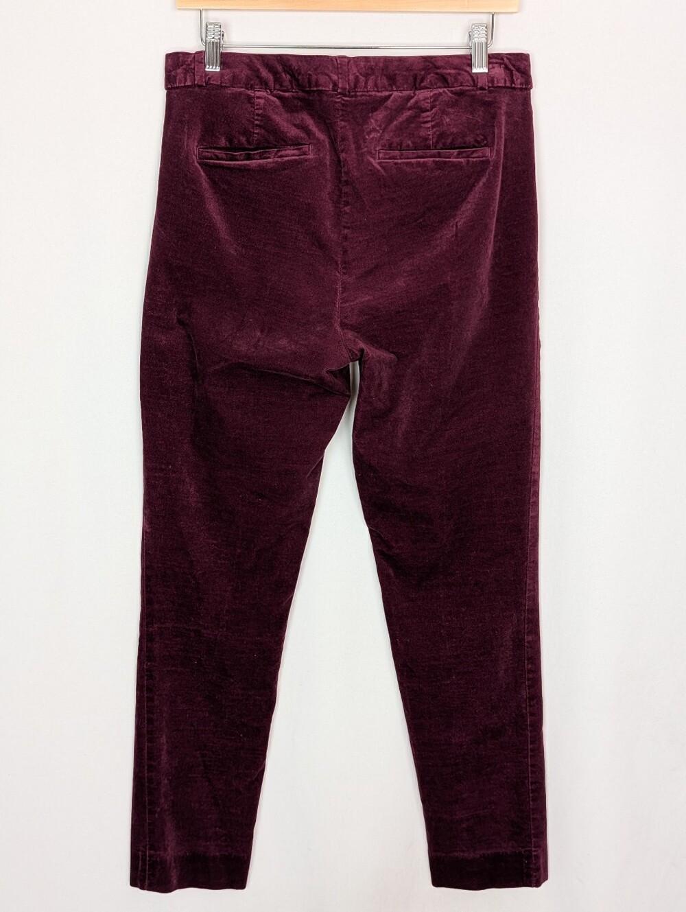 Banana Republic Sloan Velvet Pants Burgundy Wine Slim Straight Leg - Picture 4 of 15